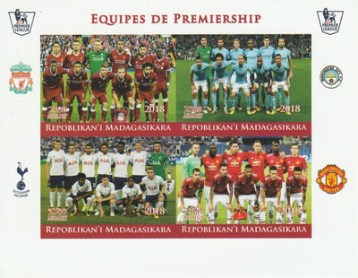 Madagascar 2018 Premier League Football Teams #2 imperf sheetlet containing 4 values unmounted mint. Note this item is privately produced and is offered purely on its thematic appeal.