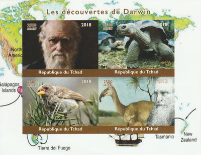 Chad 2018 Charles Darwin imperf sheetlet containing 4 values unmounted mint. Note this item is privately produced and is offered purely on its thematic appeal.