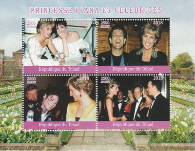Chad 2018 Princess Diana with Celebrities perf sheetlet containing 4 values unmounted mint. Note this item is privately produced and is offered purely on its thematic appeal.