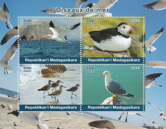 Madagascar 2018 Sea Birds perf sheetlet containing 4 values unmounted mint. Note this item is privately produced and is offered purely on its thematic appeal.