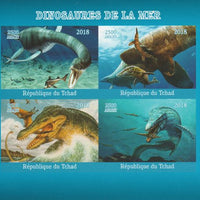 Chad 2018 Marine Dinosaurs imperf sheetlet containing 4 values unmounted mint. Note this item is privately produced and is offered purely on its thematic appeal.