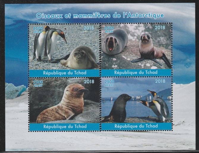 Chad 2018 Polar Birds & Animals perf sheetlet containing 4 values unmounted mint. Note this item is privately produced and is offered purely on its thematic appeal.