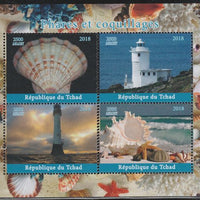 Chad 2018 Shells & Lighthouses perf sheetlet containing 4 values unmounted mint. Note this item is privately produced and is offered purely on its thematic appeal.
