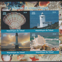 Chad 2018 Shells & Lighthouses imperf sheetlet containing 4 values unmounted mint. Note this item is privately produced and is offered purely on its thematic appeal.