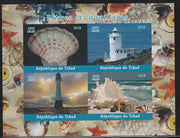 Chad 2018 Shells & Lighthouses imperf sheetlet containing 4 values unmounted mint. Note this item is privately produced and is offered purely on its thematic appeal.