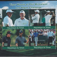 Chad 2018 Tiger Woods & Phil Mickelson (golf) perf sheetlet containing 4 values unmounted mint. Note this item is privately produced and is offered purely on its thematic appeal.