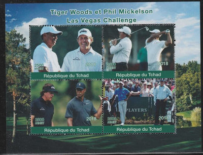 Chad 2018 Tiger Woods & Phil Mickelson (golf) perf sheetlet containing 4 values unmounted mint. Note this item is privately produced and is offered purely on its thematic appeal.