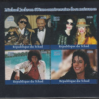 Chad 2018 Michael Jacksin 60th Birth Anniv perf sheetlet containing 4 values unmounted mint. Note this item is privately produced and is offered purely on its thematic appeal.