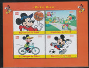 Chad 2018 Mickey Mouse perf sheetlet containing 4 values unmounted mint. Note this item is privately produced and is offered purely on its thematic appeal.
