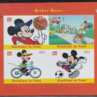 Chad 2018 Mickey Mouse imperf sheetlet containing 4 values unmounted mint. Note this item is privately produced and is offered purely on its thematic appeal.