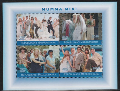 Madagascar 2018 Mamma Mia (Abba) perf sheetlet containing 4 values unmounted mint. Note this item is privately produced and is offered purely on its thematic appeal.