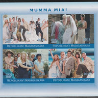 Madagascar 2018 Mamma Mia (Abba) imperf sheetlet containing 4 values unmounted mint. Note this item is privately produced and is offered purely on its thematic appeal.