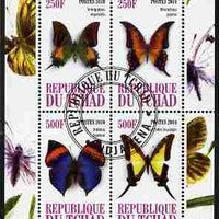 Chad 2010 Butterflies #2 perf sheetlet containing 4 values fine cto used