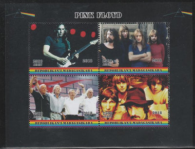 Madagascar 2018 Pink Floyd perf sheetlet containing 4 values unmounted mint. Note this item is privately produced and is offered purely on its thematic appeal.