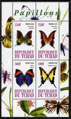 Chad 2010 Butterflies #2 perf sheetlet containing 4 values unmounted mint