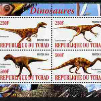 Chad 2010 Dinosaurs #2 perf sheetlet containing 4 values unmounted mint