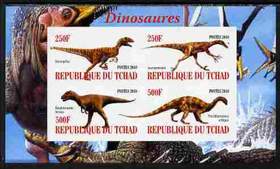 Chad 2010 Dinosaurs #2 imperf sheetlet containing 4 values unmounted mint