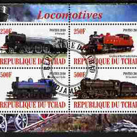 Chad 2010 Steam Locomotives perf sheetlet containing 4 values fine cto used