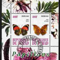 Chad 2010 Butterflies #3 perf sheetlet containing 2 values fine cto used