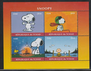 Chad 2018 Snoopy perf sheetlet containing 4 values unmounted mint. Note this item is privately produced and is offered purely on its thematic appeal.