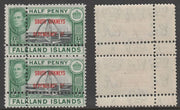 Falkland Islands Dependencies - South Orkneys 1944 KG6 1/2d black & green jnmounted mint vertical pair with perforations doubled (stamps are quartered). Note: the stamps are genuine but the additional perfs are a slightly differen……Details Below