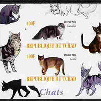 Chad 2010 Cats #3 imperf sheetlet containing 2 values unmounted mint