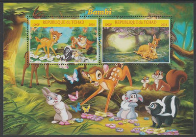 Chad 2016 Disney's Bambi perf sheetlet containing 2 values unmounted mint.,Note this item is privately produced and is offered purely on its thematic appeal