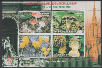 Guinea - Conakry 1998 Italia '98 Stamp Exhibition - Fungi perf sheetlet containing 4 values unmounted mint.,Note this item is privately produced and is offered purely on its thematic appeal