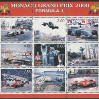 Tadjikistan 2000 Formula 1 - Monaco Grand Prix perf sheetletcontaining 9 values unmounted mint. Note this item is privately produced and is offered purely on its thematic appeal, it has no postal validity