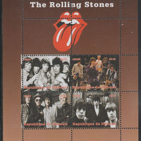 Djibouti 2015 The Rolling Stones perf sheetlet containing 4 values unmounted mint. Note this item is privately produced and is offered purely on its thematic appeal, it has no postal validity