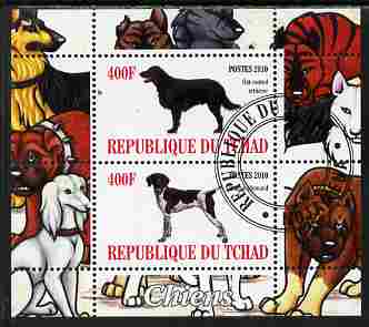 Chad 2010 Dogs #4 perf sheetlet containing 2 values fine cto used