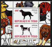 Chad 2010 Dogs #4 perf sheetlet containing 2 values unmounted mint