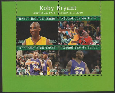 Chad 2020 Kobe Bryant (Basketball) perf sheetlet containing 4 values unmounted mint