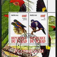 Chad 2010 Parrots #1 perf sheetlet containing 2 values fine cto used