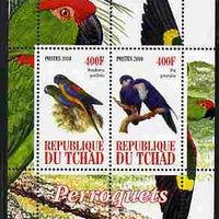 Chad 2010 Parrots #1 perf sheetlet containing 2 values unmounted mint
