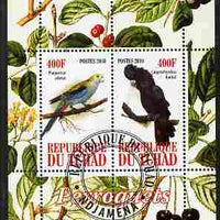 Chad 2010 Parrots #2 perf sheetlet containing 2 values fine cto used