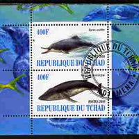 Chad 2010 Whales & Dolphins perf sheetlet containing 2 values fine cto used