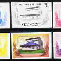 St Vincent 1985 Flour Milling 75c the set of 6 imperf progressive proofs comprising the 4 individual colours plus 2 and 3-colour composites as SG 930 unmounted mint