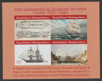 Madagascar 2020 Darwin & HMS Beagle imperf sheetlet containing 4 values unmounted mint