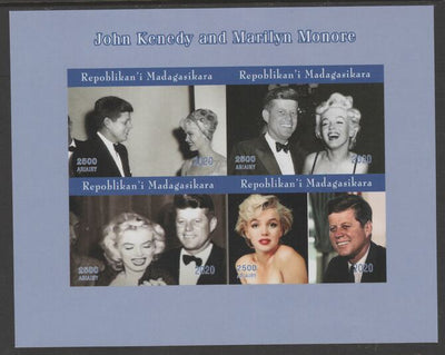 Madagascar 2020 John Kennedy & Marilyn Monroe imperf sheetlet containing 4 values unmounted mint