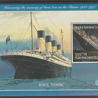Turkmenistan 1997 Titanic perf souvenir sheet containing 1 value unmounted mint. Note this item is privately produced and is offered purely on its thematic appeal