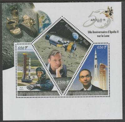 Mali 2019 Moon Landing - 50th Anniversary perf sheet containing three shaped values unmounted mint