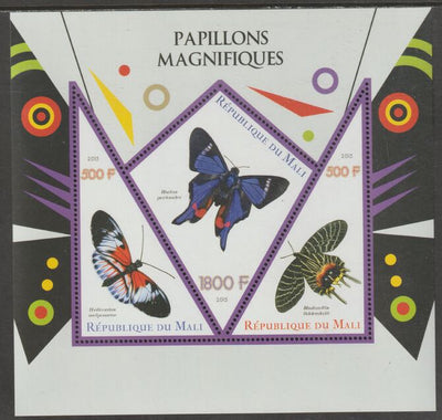 Mali 2015 Butterflies perf sheet containing three shaped values unmounted mint