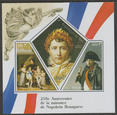 Mali 2019 Napoleon 250th Birth Anniversary perf sheet containing three shaped values unmounted mint