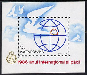 Rumania 1986 Int Year of Peace m/sheet, Mi BL 228