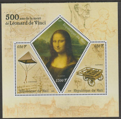 Mali 2019 Leonardo da Vinci 500th Death Anniversary perf sheet containing three shaped values unmounted mint