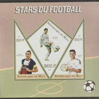 Mali 2015 Football Stars perf sheet containing three shaped values unmounted mint