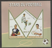 Mali 2015 Football Stars perf sheet containing three shaped values unmounted mint