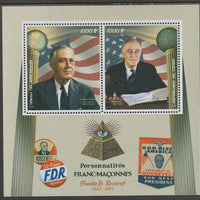 Congo 2019 Freemasons - F D Roosevelt perf sheet containing two values unmounted mint