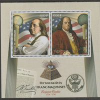 Congo 2019 Freemasons - Benjamin Franklin perf sheet containing two values unmounted mint